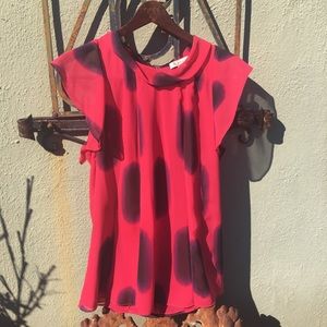 BCBG Hot pink and midnight blue blouse